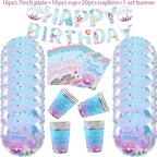 Mermaid Party Decorations Supplies Mermaid Disposable Plates Cup Napkins Set for Girls Baby Shower Mermaids Princess Birthday