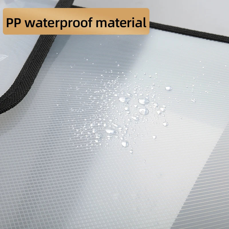 1Pcs Transparent A4 Waterproof File Folder with Press Button Plastic Document Bag for Data Storage Office Supplies
