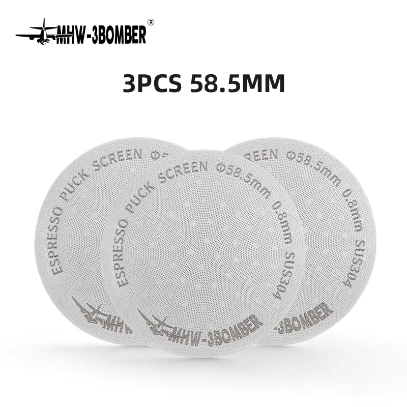 MHW-3BOMBER Titanium Coating Espresso Puck Screen 51/53/58.5mm Reusable Metal Filter 0.8mm Thickness Lower Shower Screen