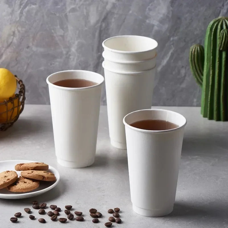 20pcs White Party Disposable Paper Cup Coffee Cup Kitchen Accessories DIY Decoration Children Birthday Wedding Picnic Tableware