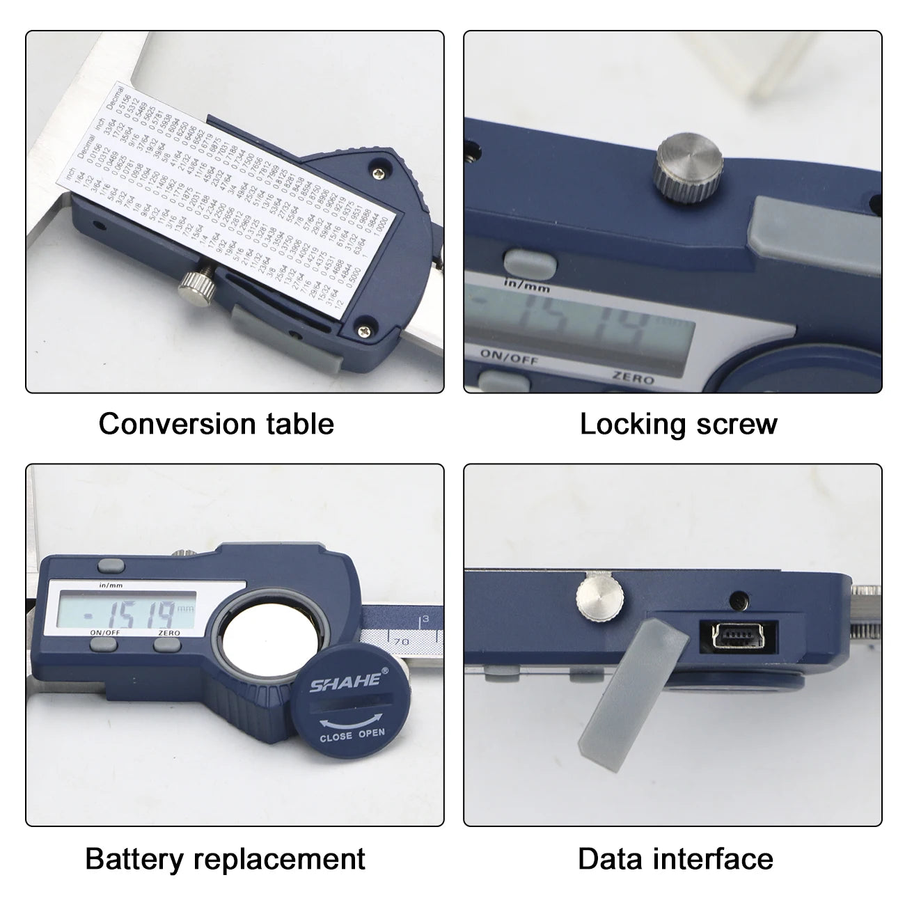 SHAHE 150/200/300mm Electronic Ruler Digital Depth Vernier Caliper Micrometro Depth Gauge Measuring Tools
