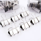 10PCS/Set Metal Paper Clip 15 19 25 32mm Foldback Metal Binder Clips Silver Grip Clamps Paper Document Office School Stationery