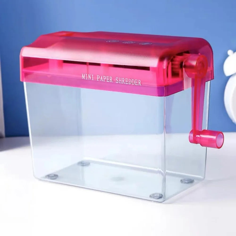 ABS Hand Shredder Hand Crank Transparent Manual Shredder Mini Eco-Friendly Documents Paper Cutting Tool Birthday Gift