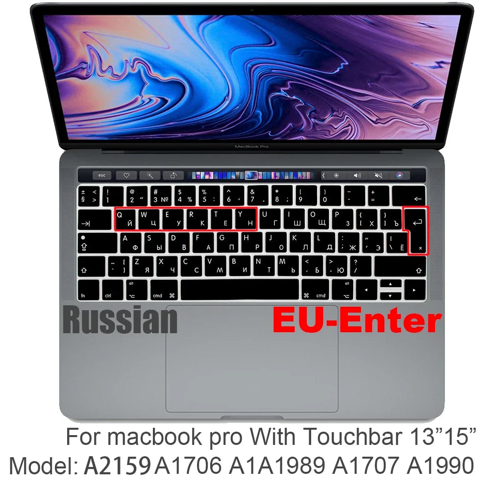 Russian Silicone Keyboard Cover Protector for Macbook Air13/12/15/16Pro Touchbar A2992/A3113/A2941/A1990/A3114/A2289A2337/A2141