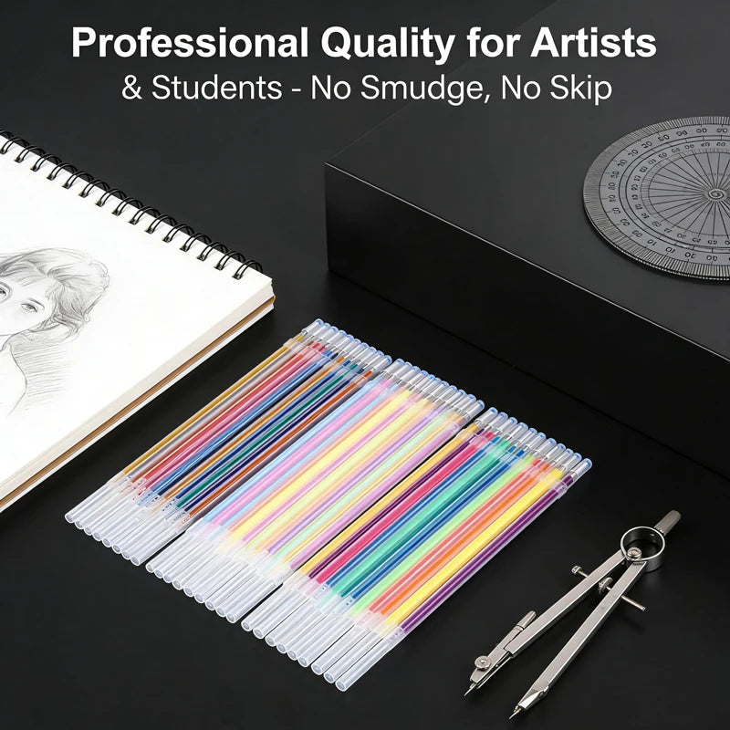 12-100pcs Glitter Pen Refills Set Flash Multicolor Gel Pen Refill Core DIY Art Writing Painting Graffiti Pen Refills Supplies