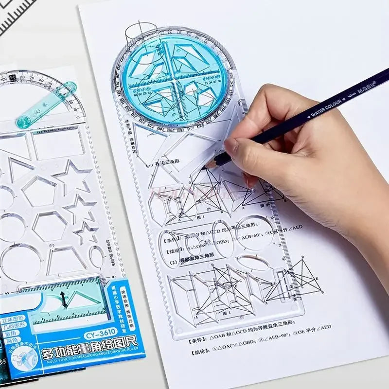 4pcs/set Student specific multifunctional drawing function ruler, student drawing geometry ruler, activity angle ruler
