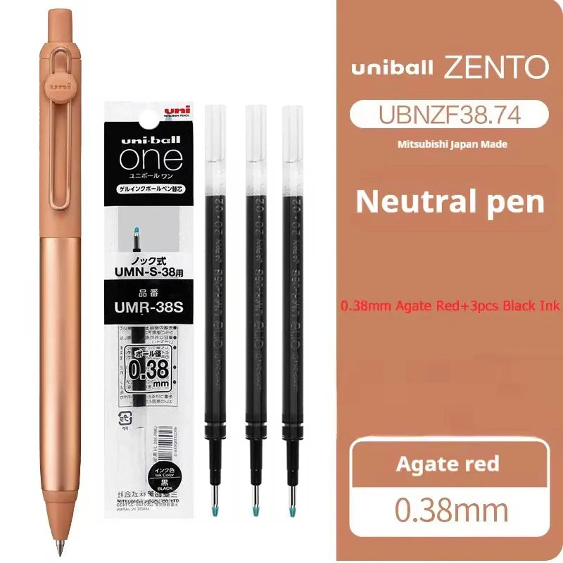 New Uni uniball Zento Flow Metal Rollerball Pen Aluminum Grip Gel Pens 0.5mm Water-Based Black Ink Ultra Smooth Writing Japan