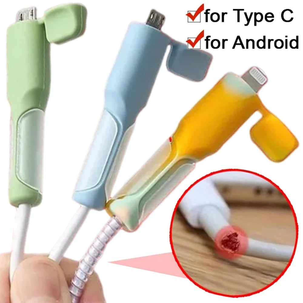 Soft Silicone Cable Winder Protectors for Dual USB C Android Charging Cable Saver Cord Organizer Wire Anti Break Protection