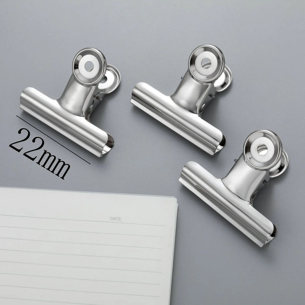 6Pcs Stainless Steel Round Clamps Strong Multi-specification Mountain-shaped Clamps Dovetail Clamps Bill and Document Clamps