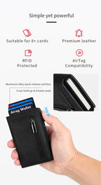 RFID Blocking Pop-up Minimalist Wallet for Men, Luxury Magnetic Leather Credit Card Holder, Unisex Slim Bank Cardholder Purse