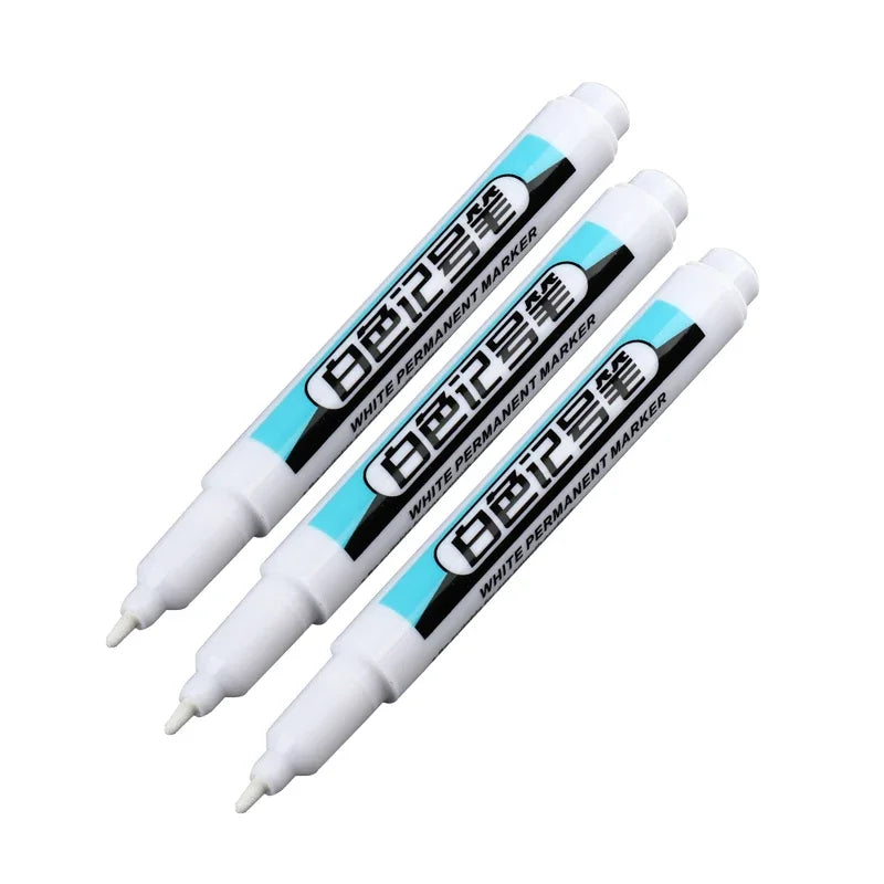 1/3Pcs White Permanent Marker Pens 0.7/1.0/2.5MM Paint Markers For Wood Rock Plastic Leather Glass Stone Metal Art Supplies