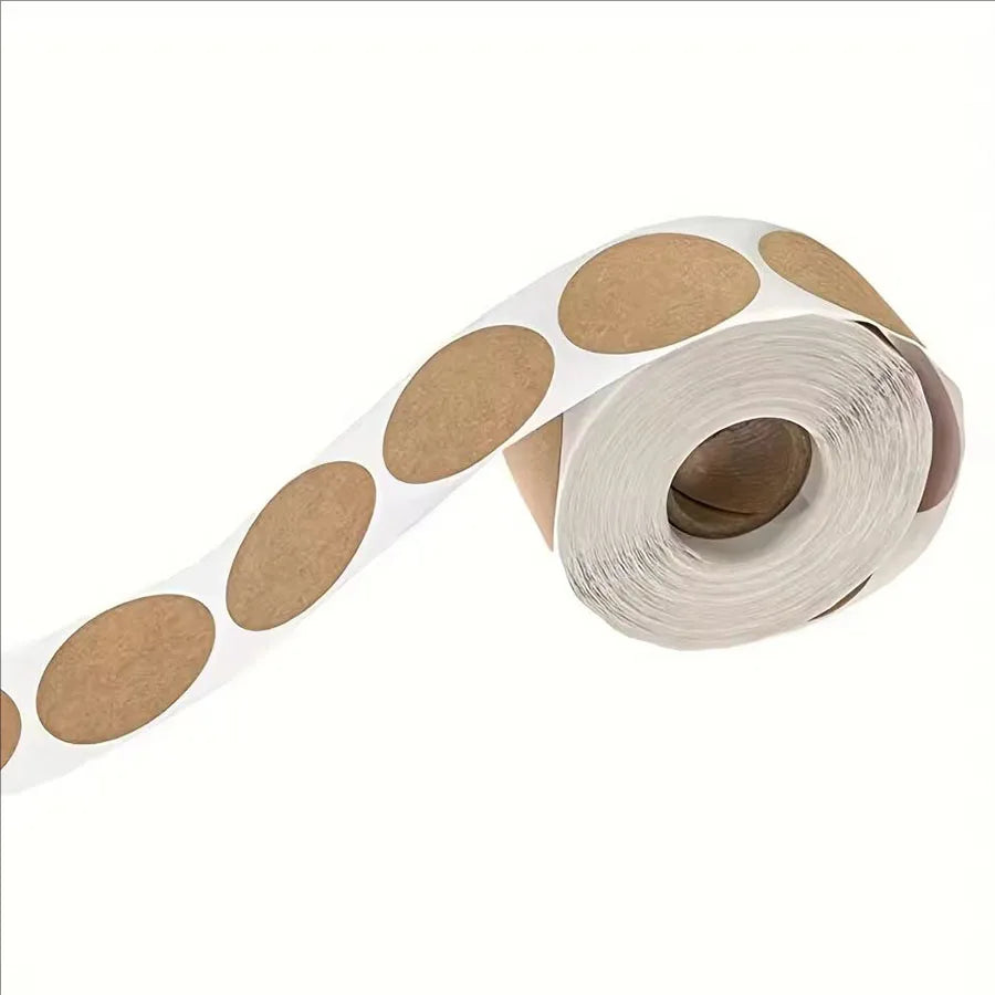 500Pcs/Roll Round Kraft Paper Stickers, Self‑Adhesive Classification Name Labels for Paper Supplies, Personalizable