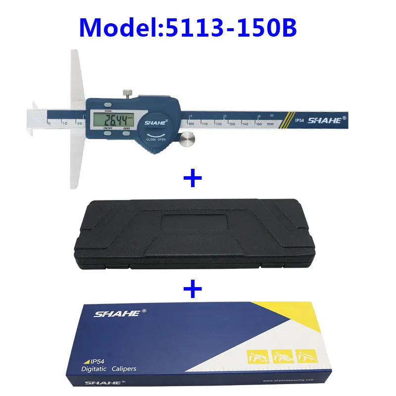 SHAHE 150/200/300mm Electronic Ruler Digital Depth Vernier Caliper Micrometro Depth Gauge Measuring Tools
