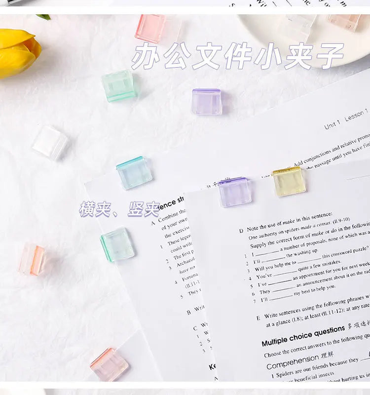 10PC Acrylic Push Clip Pusher Transparent Paper File Document Classification Clips Stationery Index Holder Clamp Office Sorting