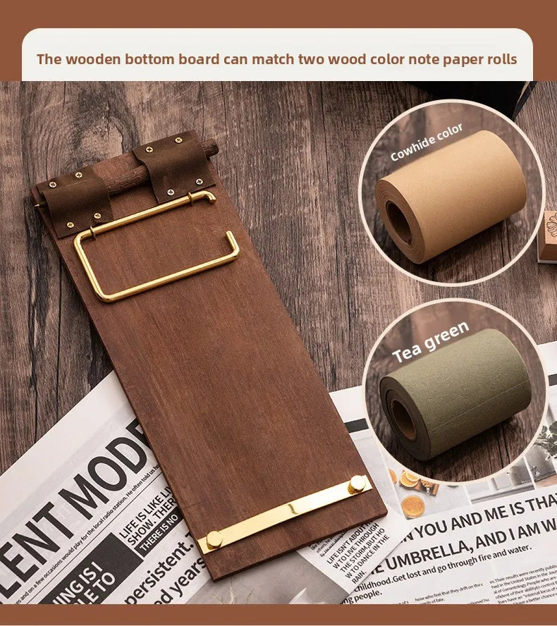 Vintage Sticky Note Clip Hanging Roll Paper Sticky Note No Sticky Ins Wind Board Note Blank Notepad Message Pad