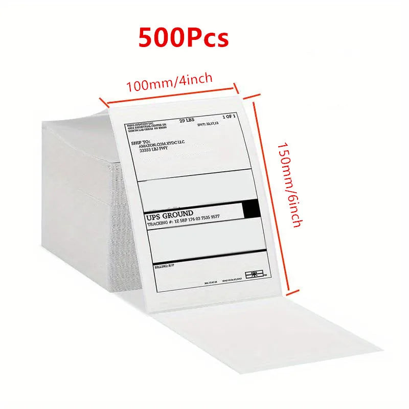 4x6 Inch Direct Thermal Labels Printer Paper 100x150mm Fan-Fold Labels Shipping Supplies Waterproof for D100 D200 Printer