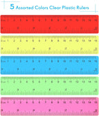 30 Pcs 6 Inch Plastic Rulers Bulk Flexible Straight Rulers with Inches Centimeters First Day of Gift Office Home Supplies