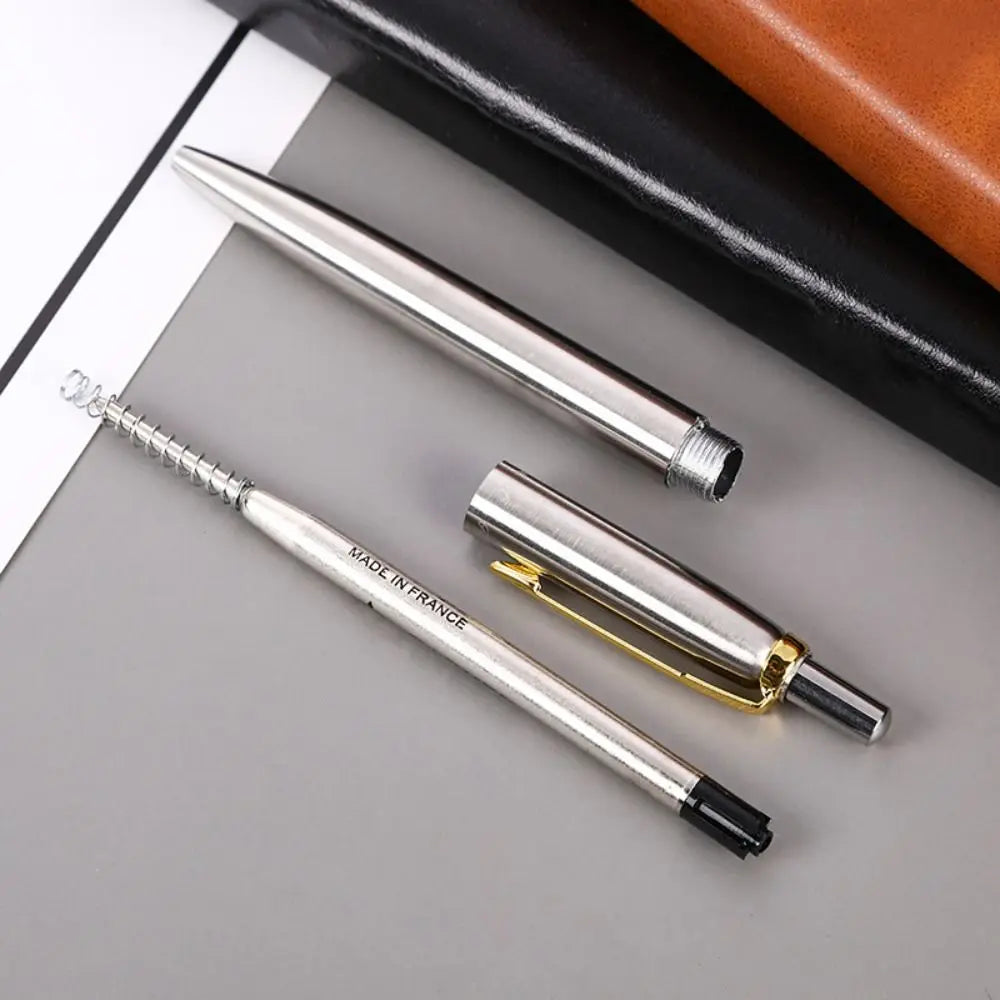 Metal Ballpoint Pen Press Tyle Business Fountain Pen with Blue/Black Ink Refill Students Gift Neutral Pen School Office Supplies