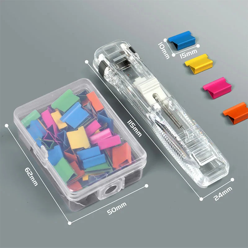 50Pcs Push Clip Stapler Staple Remover Binder Push Clamp Tape Dispenser Paper Clips Office Supplies Set Desktop Stapler Office