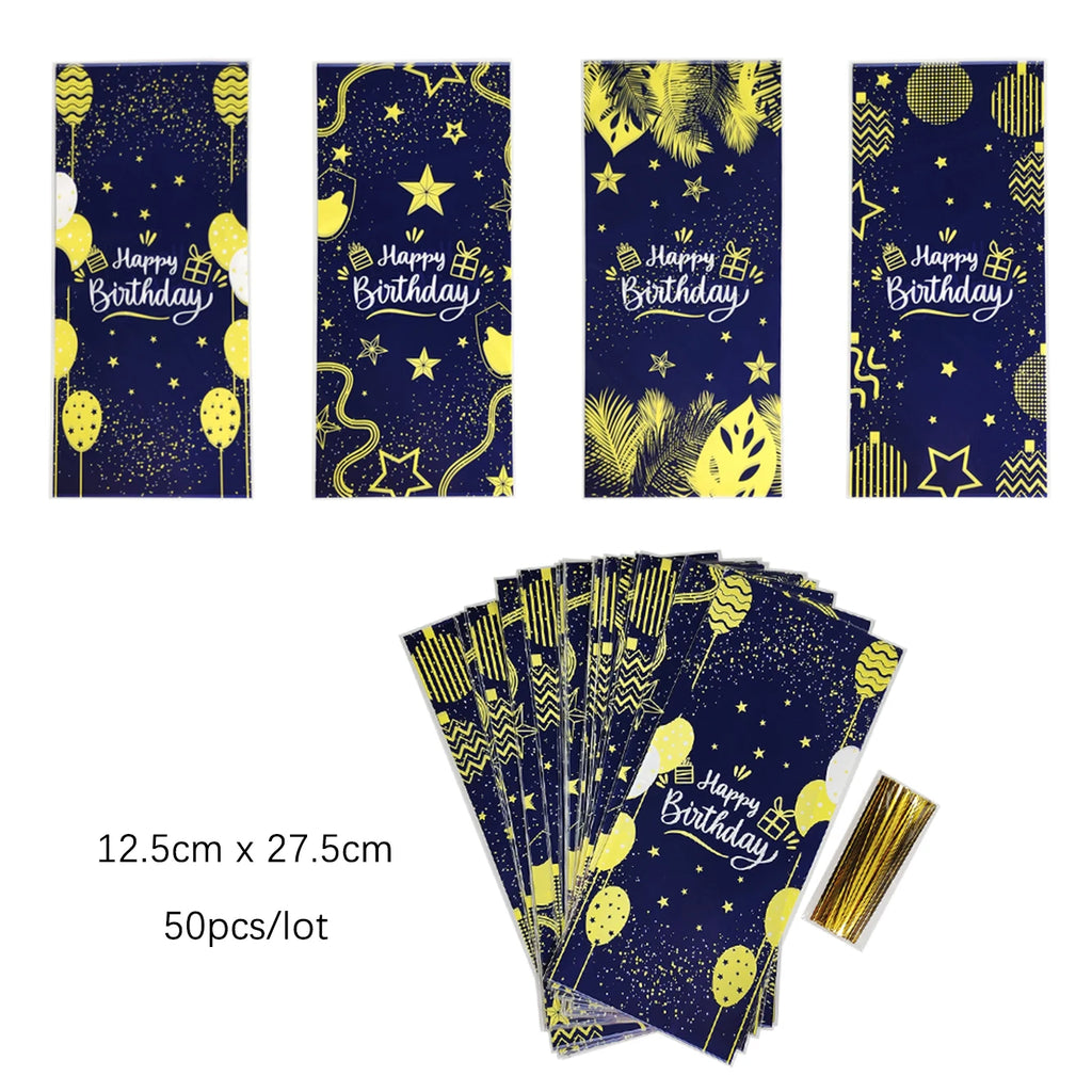 Dark Blue Gold Birthday Disposable Tableware Paper Plates Cups Napkin Tablecloth Adult Elegant Birthday Party Decoration Wedding