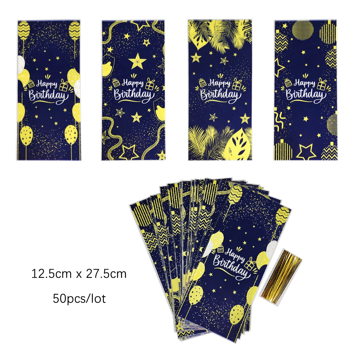 Dark Blue Gold Birthday Disposable Tableware Paper Plates Cups Napkin Tablecloth Adult Elegant Birthday Party Decoration Wedding