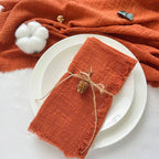10Pcs 32x32cm Handmade Cloth Napkins with Fringe, Delicate Rustic Decorative Table Napkins for Wedding/Dinner/Party