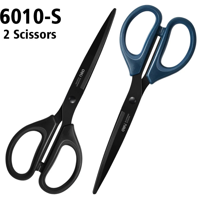 Deli 210/175mm Black Stainless Steel Scissors Business Office Stationery Home Shears Kitchen Knife Cutter Cutting Tool