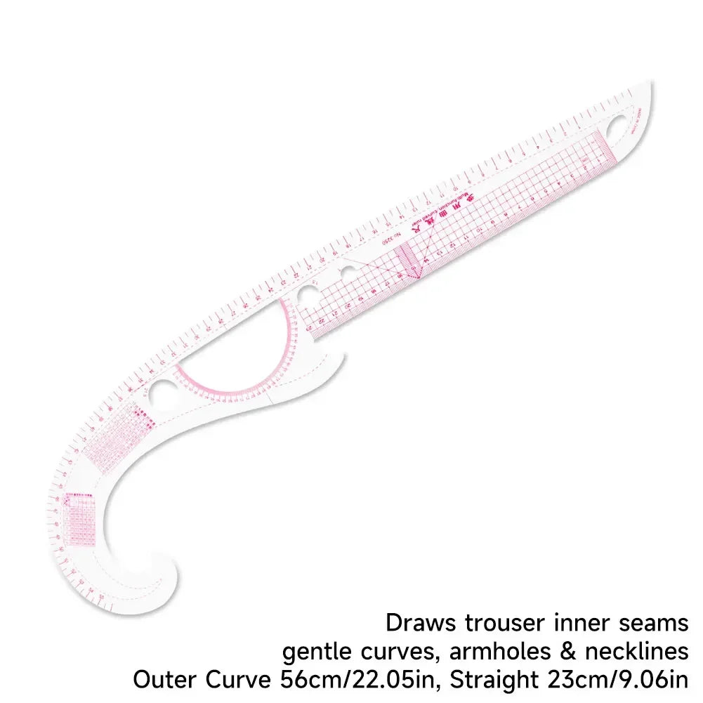 Flexible Clear Metric French Curve Ruler Multipurpose Tailoring Template For Dressmaking Pattern Drafting DIY Sewing Projects