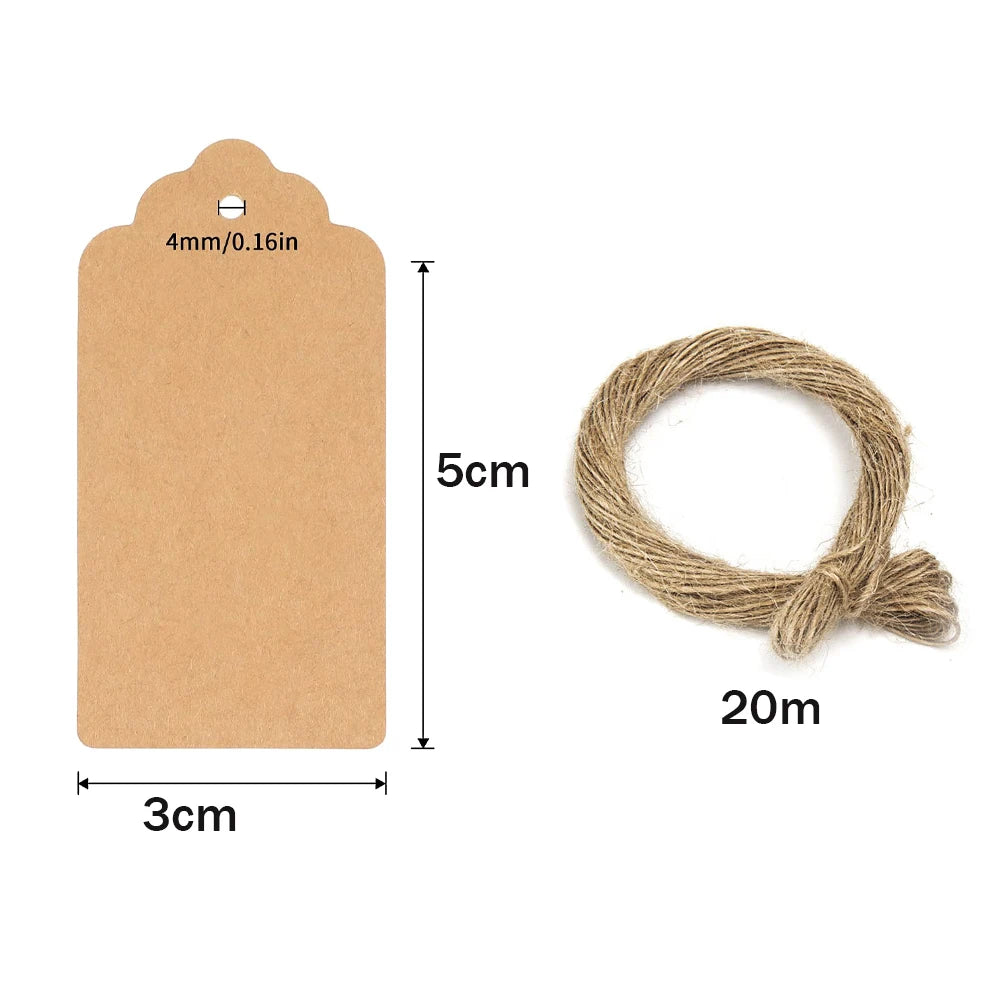100/300/500pcs Kraft Paper Blank Gift Hang Tags with String for Gift Wrapping Price Small Business Packaging Supplies Material