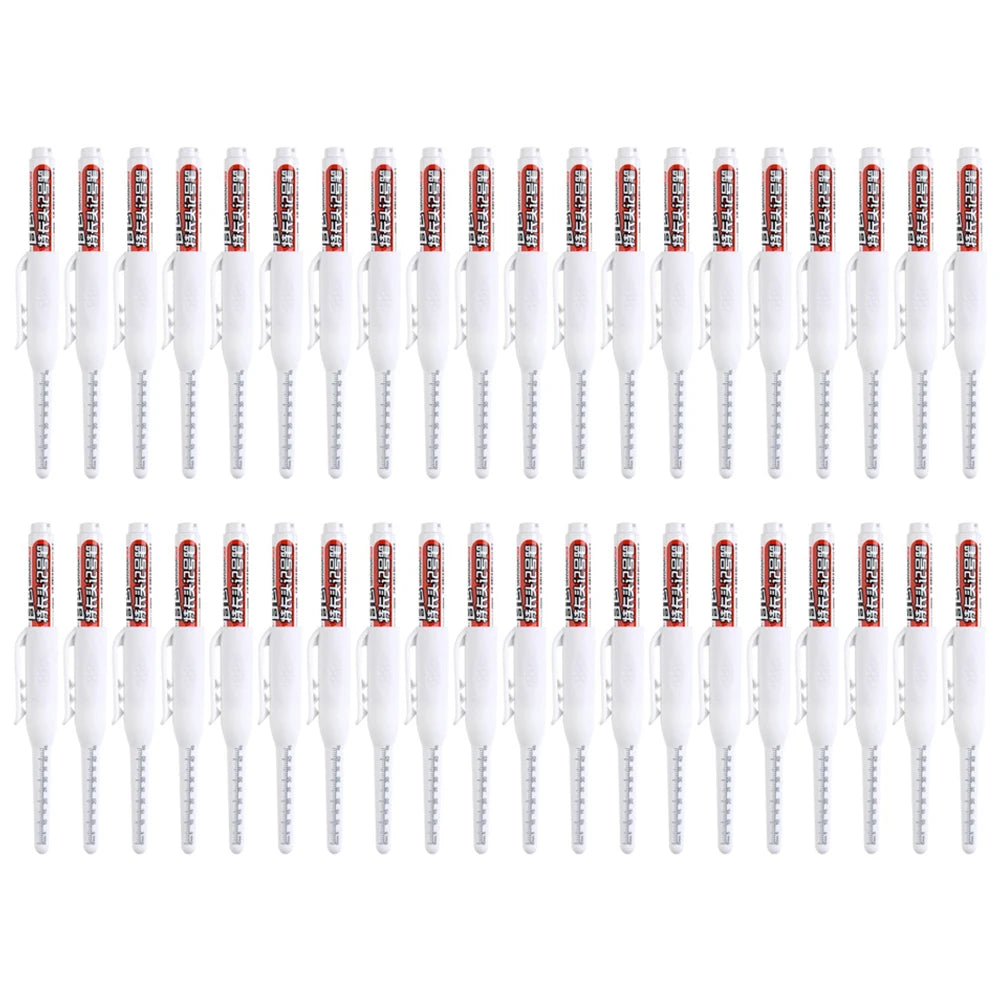 4-40Pcs White/Black/Blue/Red 45mm Deep Hole Marker Pens Long Nib Head Carpenter Pen Waterproof for Measuring Woodworking Office