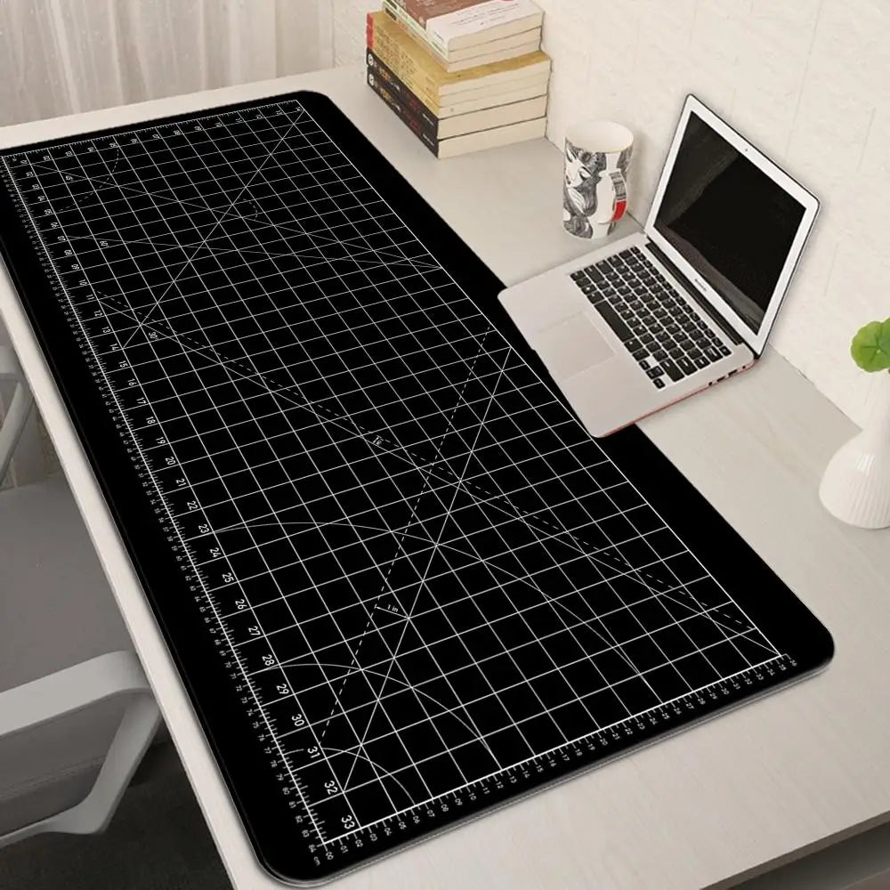 Cutting-Mat-white-on-black Mouse Pad Office Gaming Laptop Deskmat Anime Mousepad Gamer Keyboard Mouse Mat Computer Accessories