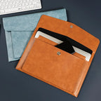 A4 Leather Document Bag Storage Bag  Large Capacity Double-layer File Folder Business Official Briefcase