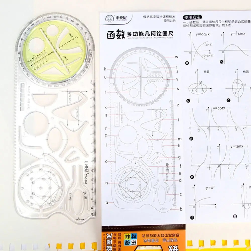 Rotary Multi-function Geometric Drawing Ruler Protractor Learning Measuring Tool Creative Stationery Gift School Office Supplies