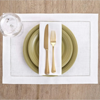 12 Pcs Hemstitched Place Mat Cotton Napkins White Table Mat Beautiful Natural Linen Dinner Mat Fabric Napkin Place Mat