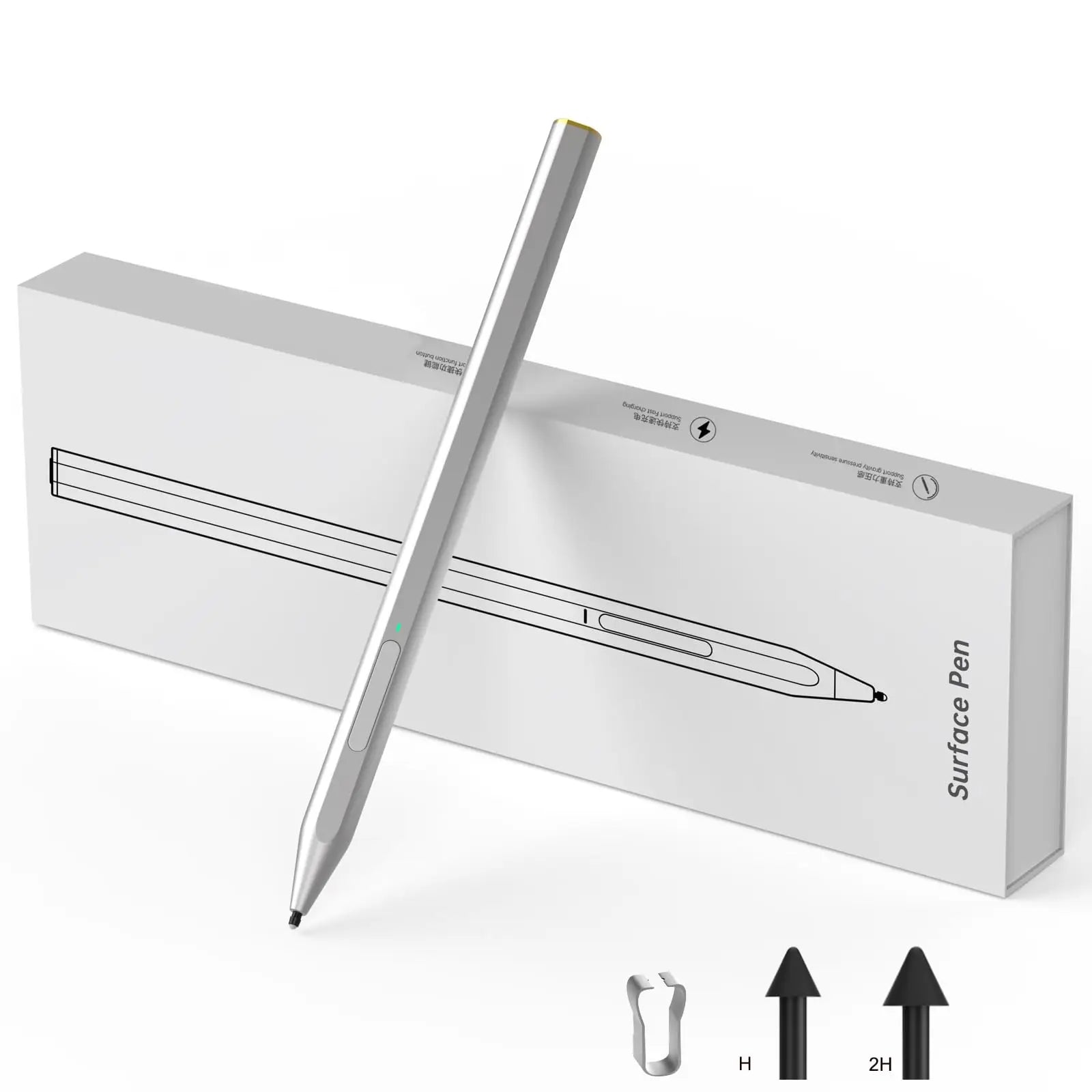 Stylus Pen for Microsoft Surface 4096 Pressure Sensitivity Eraser Side Button Compatible with Surface Pro 11/10/9/8/7/7+/6/5