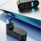 4-Port USB 3.0 Hub [90°, 180° Rotatable], USB Splitter, 3 USB Ports and 1 USB C Power/Data Port, USB Extender for Laptops, Cars,