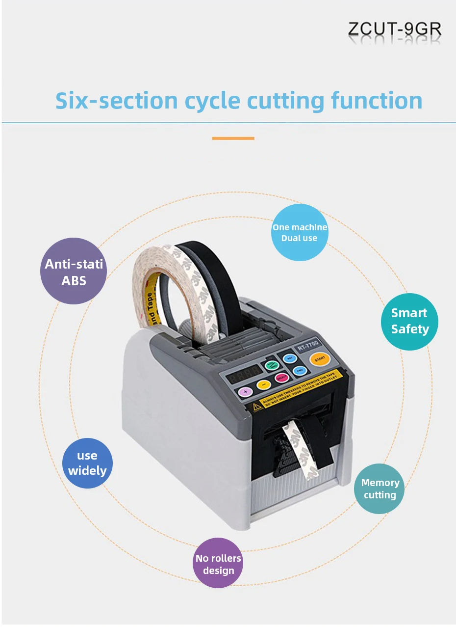 Automatic tape Dispenser Ribbon Cutting Machine ZCUT-9 ZCUT-9GR 110V/220V 6-60mm Intelligent Adhesive Tape Double Sided Cutter
