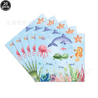 Ocean Animals Theme Disposable Tableware Plates Napkins Cup Paper Straws Whale Turtle Balloon Under The Sea Birthday Party Decor