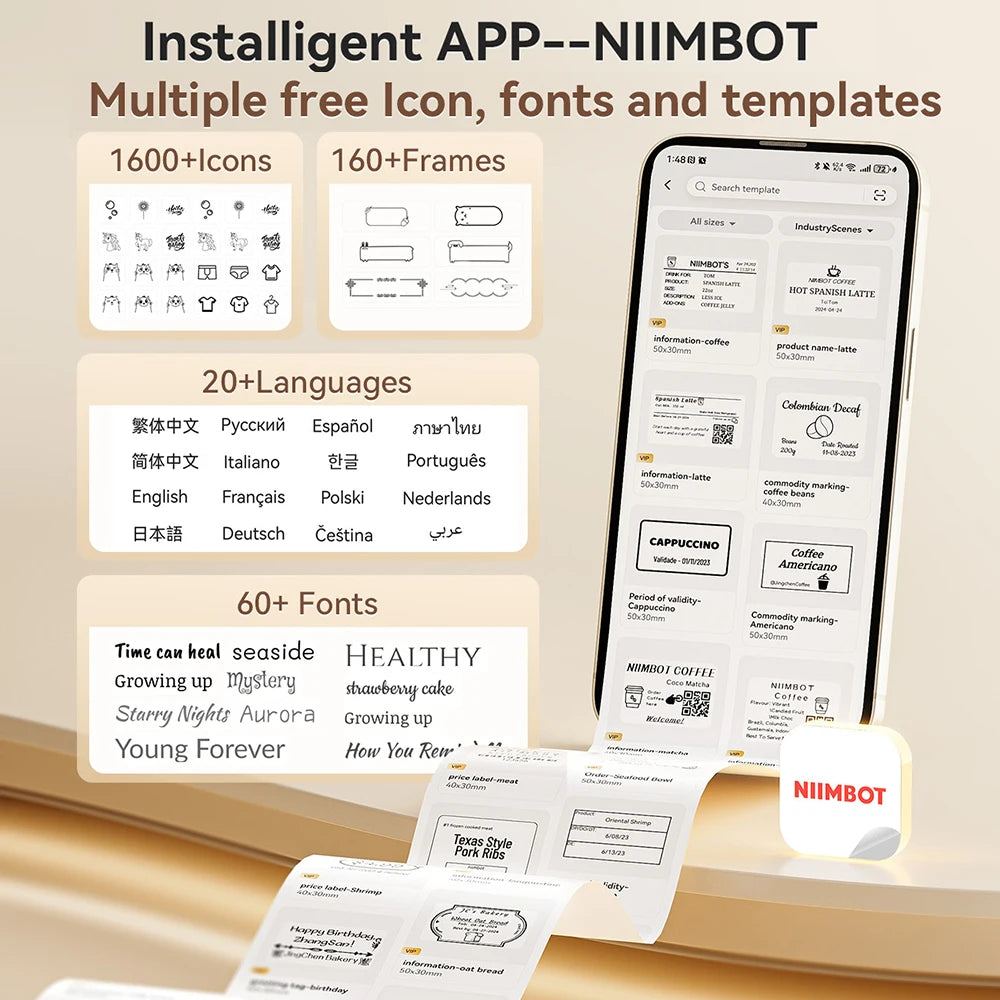 Niimbot B21 Pro 300DPI HD Printing Portable Thermal Printer Self-adhesive Label Printer Sticker Maker For Photos Receipts Note