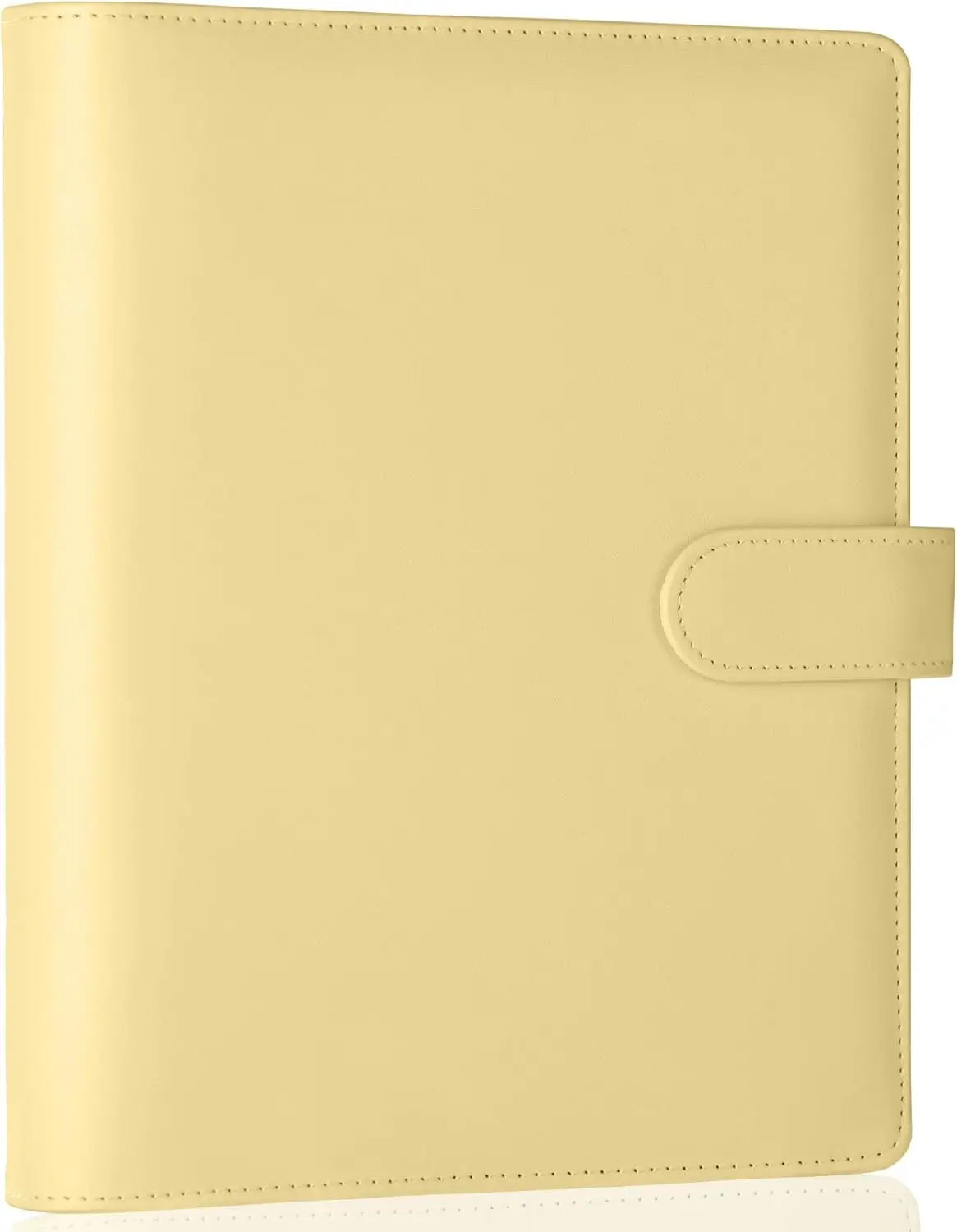New A5 PU Leather Binder Cover with Magnetic Buckle Closure, 6 Ring Personal Notebook for Organizing Planner, Photo Card Sleeves