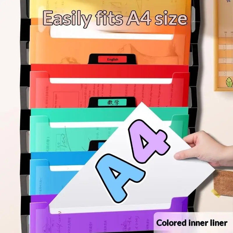 New! File Organizer Folder Hanging Long Size Bond Paper Wall-Mounted Rainbow Classification Large Capacity Office Folder