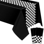 Race Car Theme Tablecloths Black White Checkered Rectangular Plastic Table Cover Racing Car Birthday Party Decorations Supplies