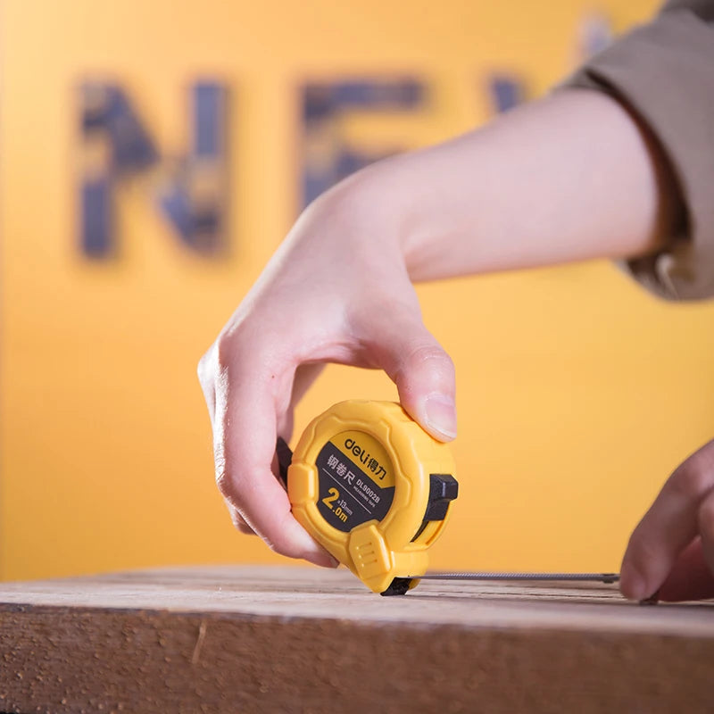 Deli 2m Universal Retractable Tape Measure with Non-slip Button Metric Tape Measuring Multifunction Portable Measuring Tool