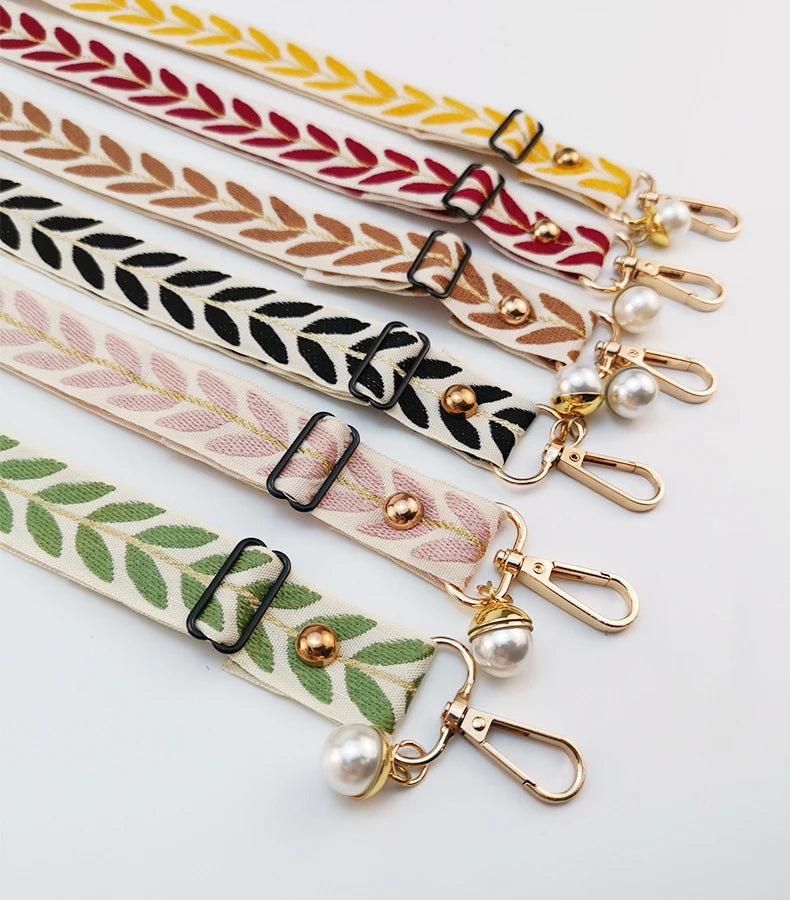 Adjustable Crossbody Long Mobile Phone Lanyard Wide Cloth Neckband Strap Rope Women's Pearl Hanging Ornaments Anti-Lost Lanyard