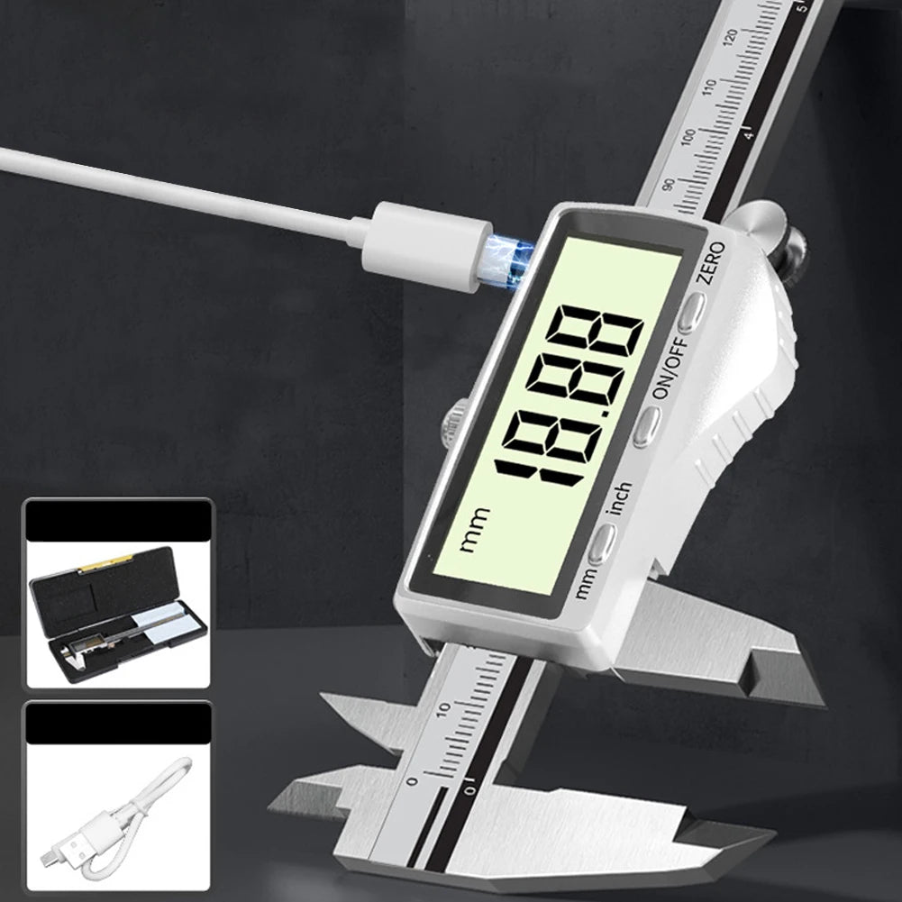 Digital Caliper Rechargeable Vernier Measuring Tool High-Precision 0.01mm Stainless Steel Depth Gauge For Jewelry