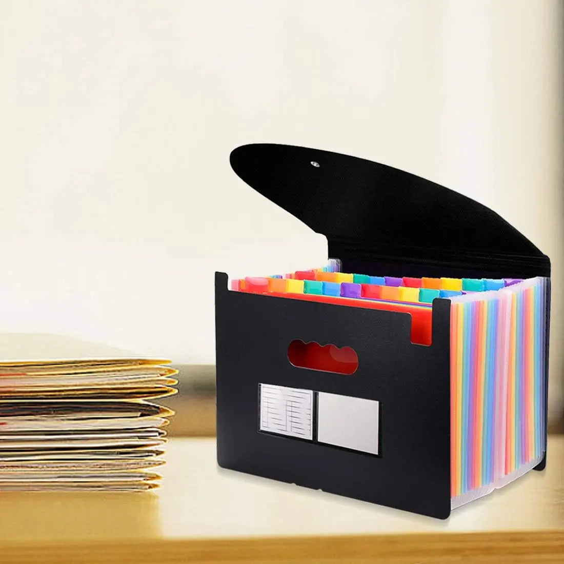 12/24Pockets Expanding File Folder A4 Size Filing Folder Organizer Large Capacity Portable Accordian File Box For Classroom Offi