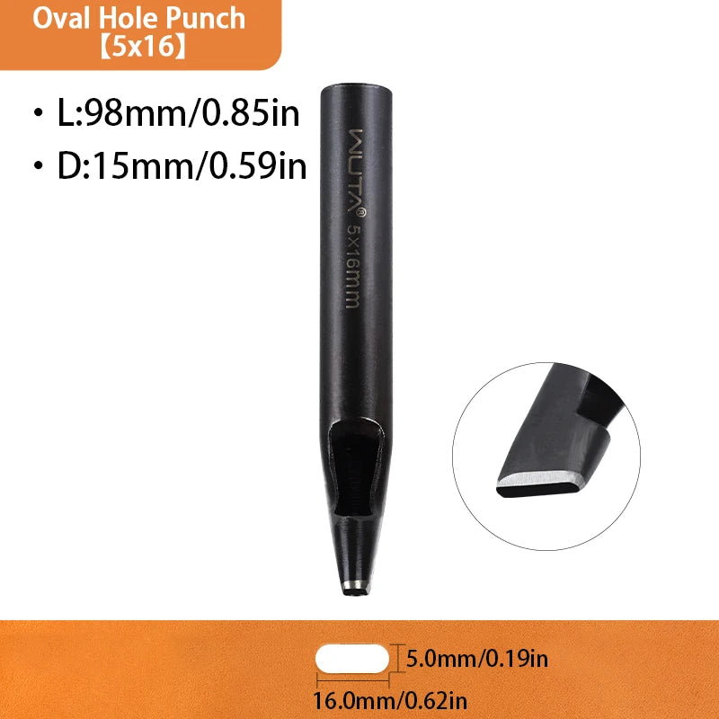 WUTA Basic Series 1pc Leather Belt Hole Puncher Oblong Hollow Punch Oval Flat Punches DIY Craft Tools for Strap Watch Band Bags