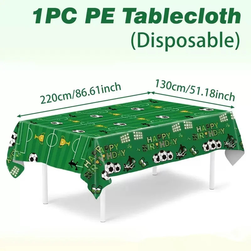 Football Party Tablecloth Decorations Soccer Ball Theme Party Supplies Disposable Table Cover Tableware Set Kids Birthday Party