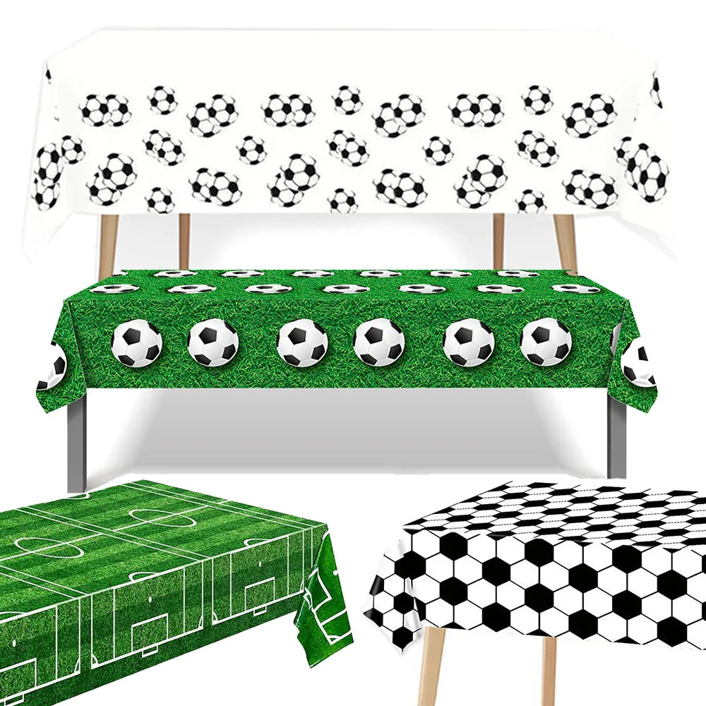 1pc Soccer Plastic Tablecloth Birthday Soccer Day for Soccer Birthday Decoration Disposable Party Soccer Table Cover Tableware