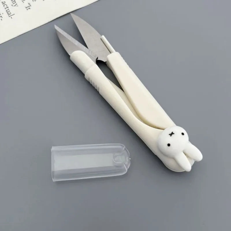 New Cute Miffy Bunny Sweet Creative Cartoon Pattern Simple Fashion Small Portable Plastic Scissors for Students Doing Crafts